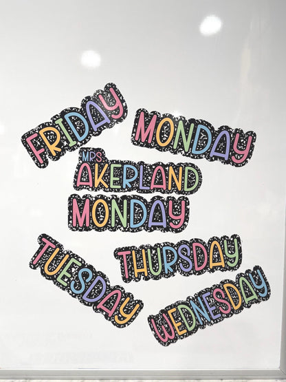 Days of the Week whiteboard Magnets, Teacher Rainbow Classroom Decor, Approx 3in x 10in, Custom classroom magnets, Monday - Friday or Custom