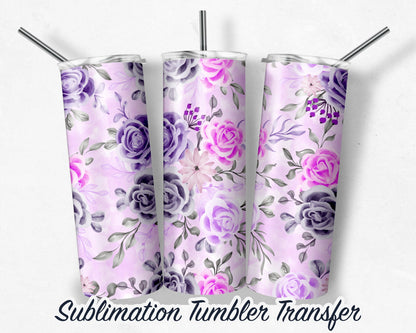 Lavender Floral  Sublimation Transfer Print For 20 oz Tumblers - 30 oz Tumblers - Ready To press - Heat Transfers