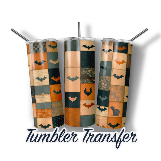 Halloween Bats  Sublimation Transfer Print For 20 oz Tumblers - 30 oz Tumblers - Ready To press Transfers - Ships Next Day