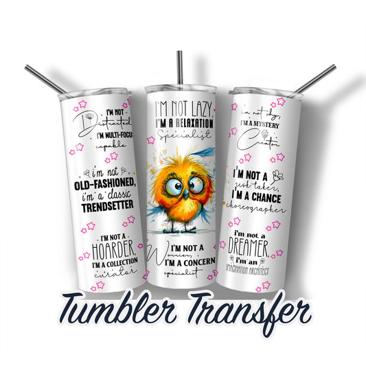 Distracted Chicken Sublimation Transfer Print For 20 oz Tumblers - 30 oz Tumblers - Ready To press - Heat Transfers Ships Next Day