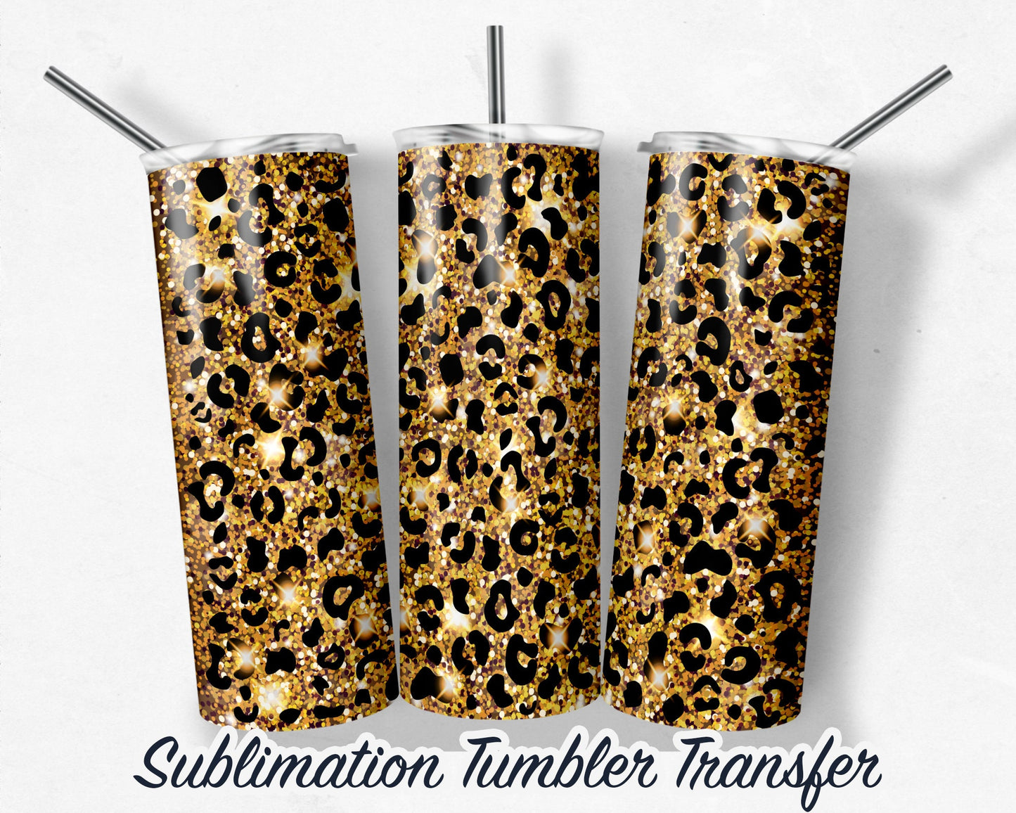 Leopard Gold  Sublimation Transfer Print For 20 oz Tumbler - 30 oz Skinny Tumbler - Ready To press - Heat Transfers SHIPS NEXT DAY