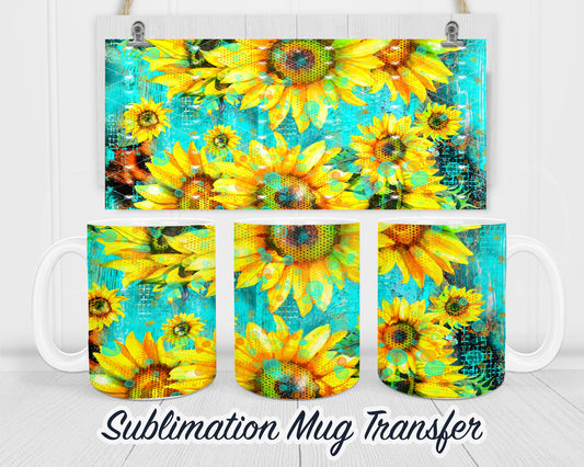 Southwestern Sunflower - Sublimation Transfer Print For 11 oz - 15 oz Mugs - Ready To press - Heat Transfer SHIPS NEXT DAY