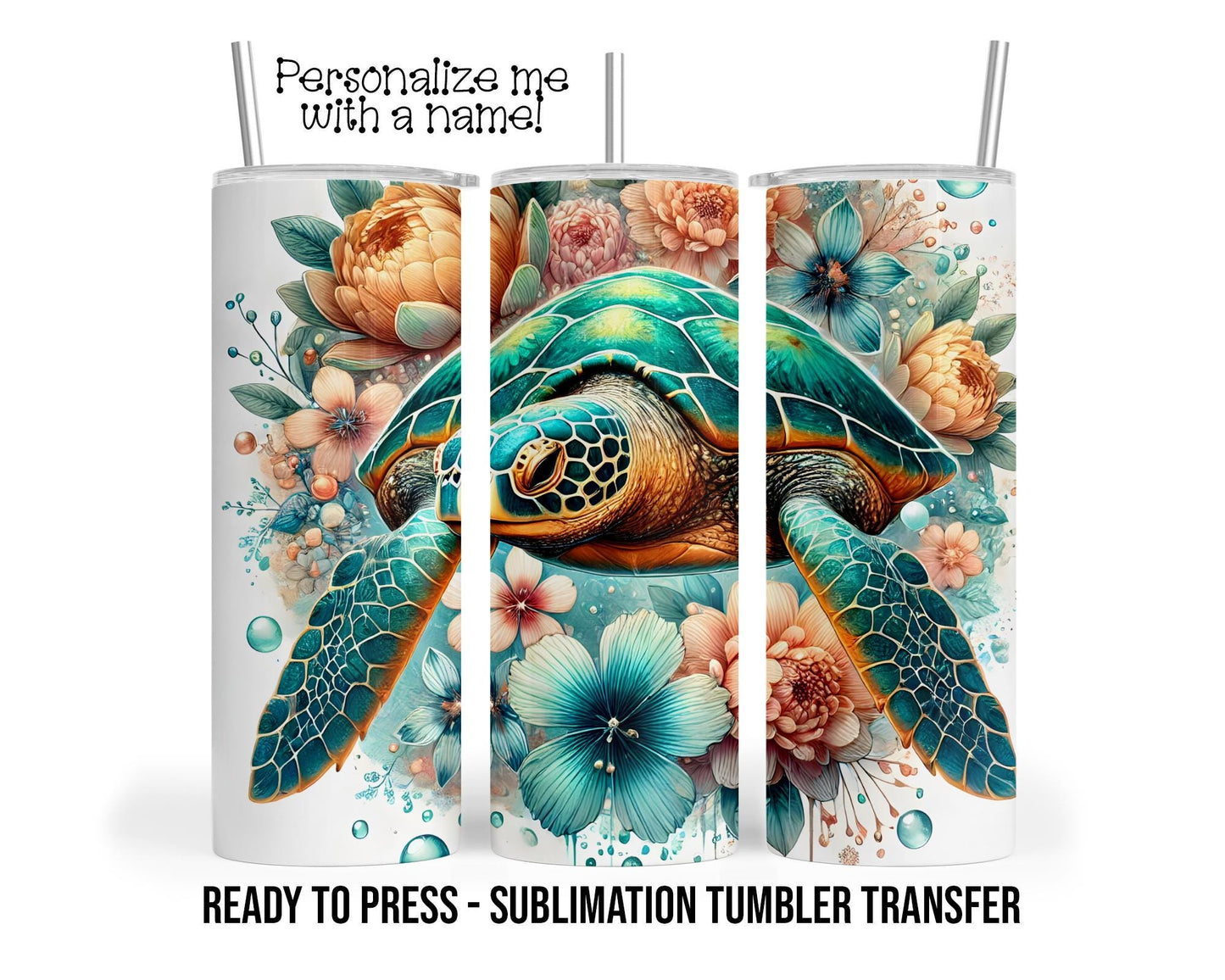 Sea Turtle Sublimation Tumbler Transfer Print For 20 oz Tumbler or 30 oz  Tumbler - Ready to Press Heat Transfers SHIPS NEXT DAY