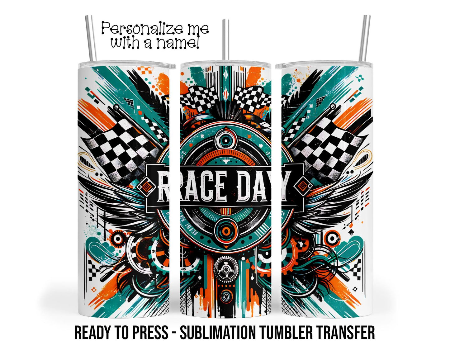 Sublimation Tumbler Transfer Print 20oz Tumbler, Ready To press Heat Transfer | Race Day Tumbler Wrap