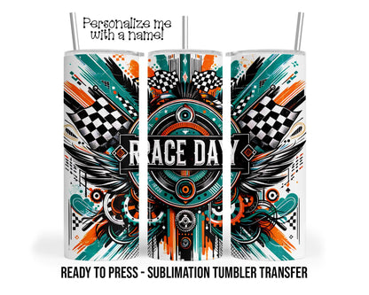 Sublimation Tumbler Transfer Print 20oz Tumbler, Ready To press Heat Transfer | Race Day Tumbler Wrap