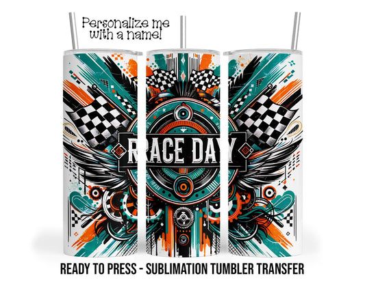 Sublimation Tumbler Transfer Print 20oz Tumbler, Ready To press Heat Transfer | Race Day Tumbler Wrap