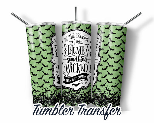 Green Halloween Sublimation Transfer Print For 20 oz Tumblers - 30 oz Tumblers - Ready To press - Heat Transfers