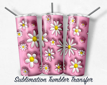 3D Puffy Floral  Sublimation Transfer Print 20 oz - 30 oz Skinny Tumbler - Ready to Press - Heat Transfers SHIPS NEXT DAY