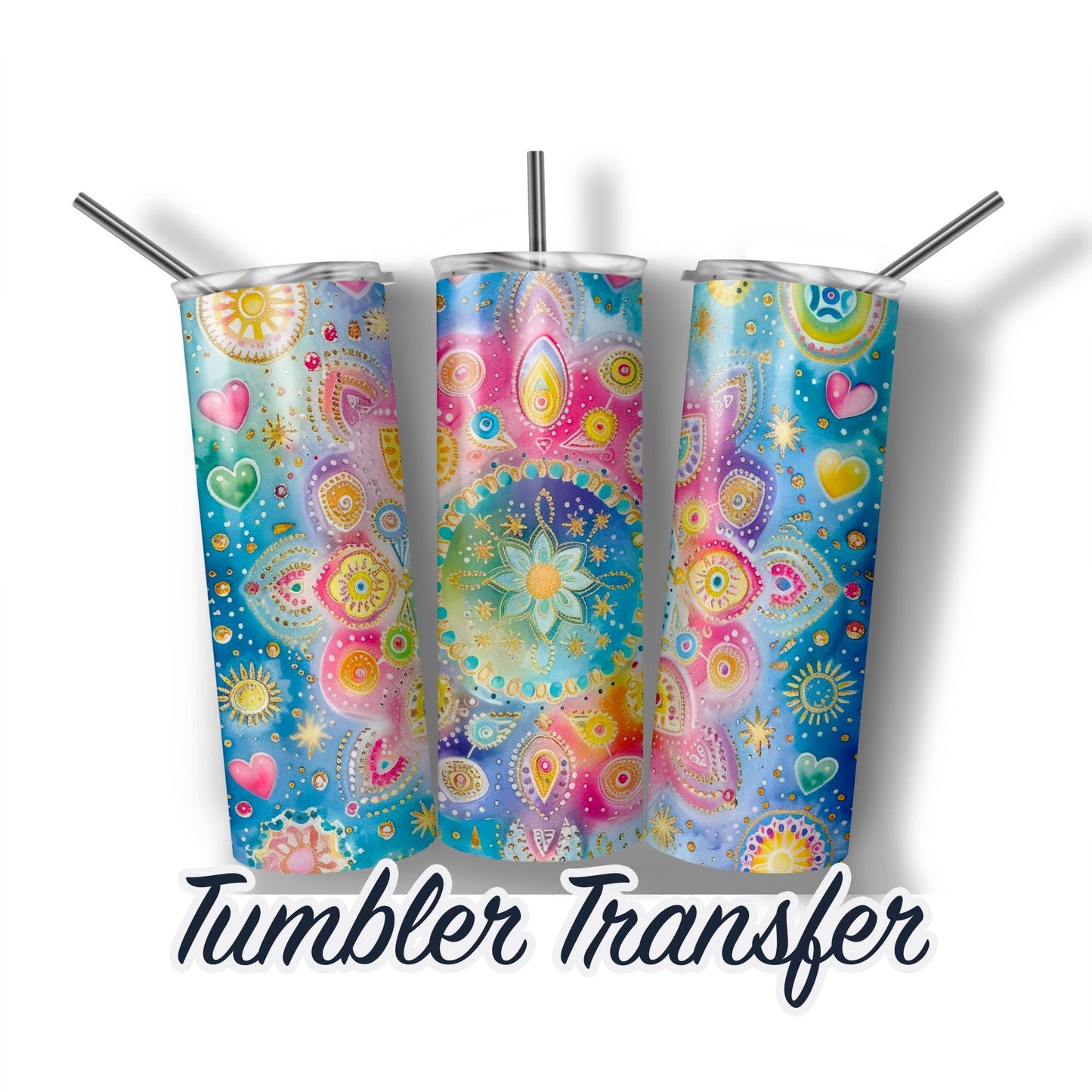 Mandala  Sublimation Transfer Print For 20 oz Tumblers - 30 oz Tumblers - Ready To press - Heat Transfers SHIPS NEXT DAY