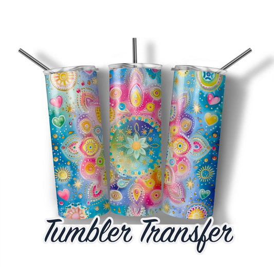 Mandala  Sublimation Transfer Print For 20 oz Tumblers - 30 oz Tumblers - Ready To press - Heat Transfers SHIPS NEXT DAY