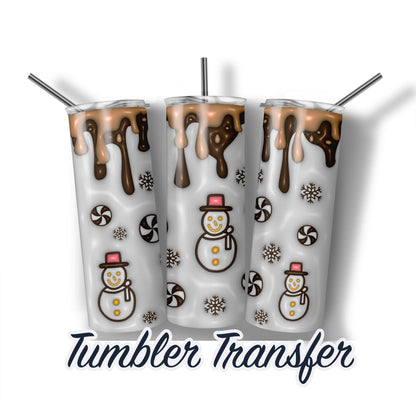 3d Puff Inflated Christmas Sublimation Transfer Print For 20 oz - 30 oz Tumbler - Ready To press - Heat Transfers SHIPS NEXT DAY
