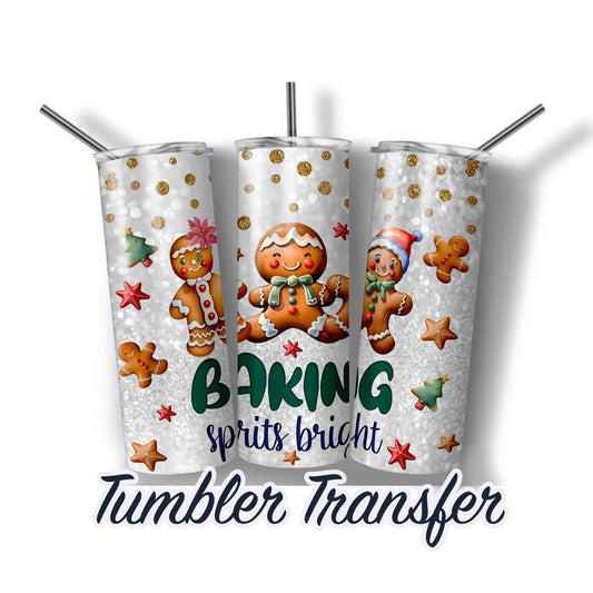 Gingerbread Man Sublimation Transfer Print For 20 oz - 30 oz Tumbler - Ready To press Heat Transfers - Ships Next Day