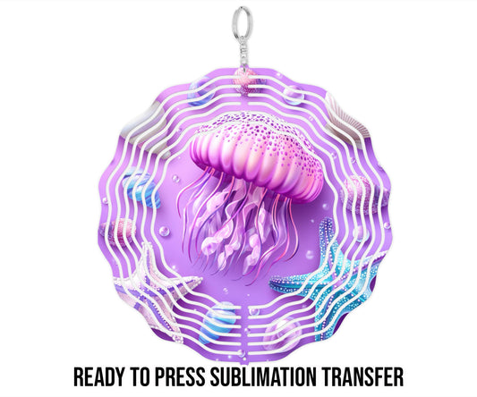 Jellyfish Wind Spinner Sublimation Ready To press Heat Transfer SHIPS NEXT DAY