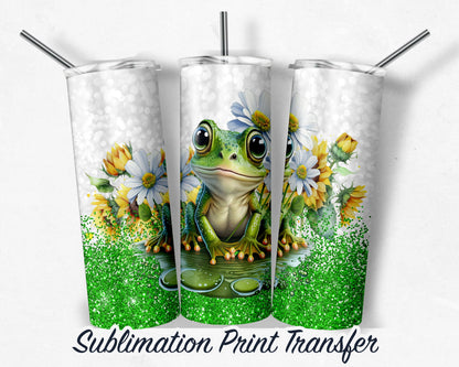 Green Frog  Sublimation Transfer Print For 20 oz Tumblers - 30 oz Tumblers - Ready To press - Heat Transfers SHIPS NEXT DAY
