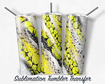 Softball  Sublimation Transfer Print 20 oz Skinny Tumbler - 30oz Skinny Tumbler - Ready To press - Heat Transfers SHIPS NEXT DAY
