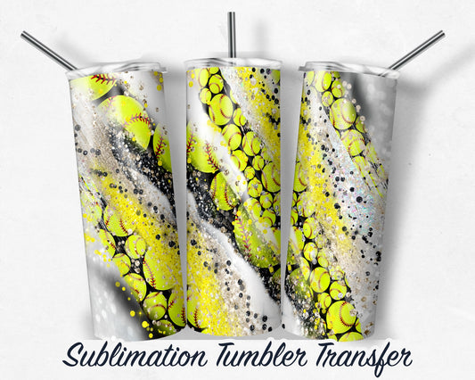 Softball  Sublimation Transfer Print 20 oz Skinny Tumbler - 30oz Skinny Tumbler - Ready To press - Heat Transfers SHIPS NEXT DAY