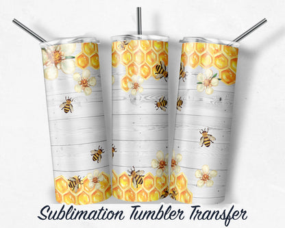 Sunflower and Bee's  Sublimation Transfer Print For 20 oz Tumblers - 30 oz Tumblers - Ready To press - Heat Transfers SHIPS NEXT DAY