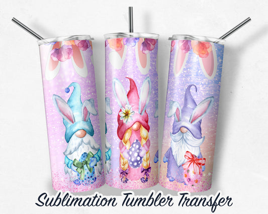 Easter Gnomes  Sublimation Transfer Print For 20 oz - 30 oz Skinny Tumbler - Ready To press - Heat Transfers SHIPS NEXT DAY