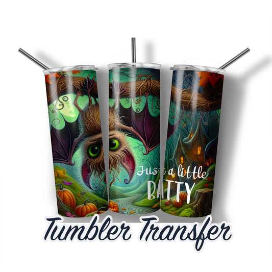 Halloween Batty Ready to Press Sublimation Transfer Print 20 oz - 30 oz Tumblers  Ships Next Day
