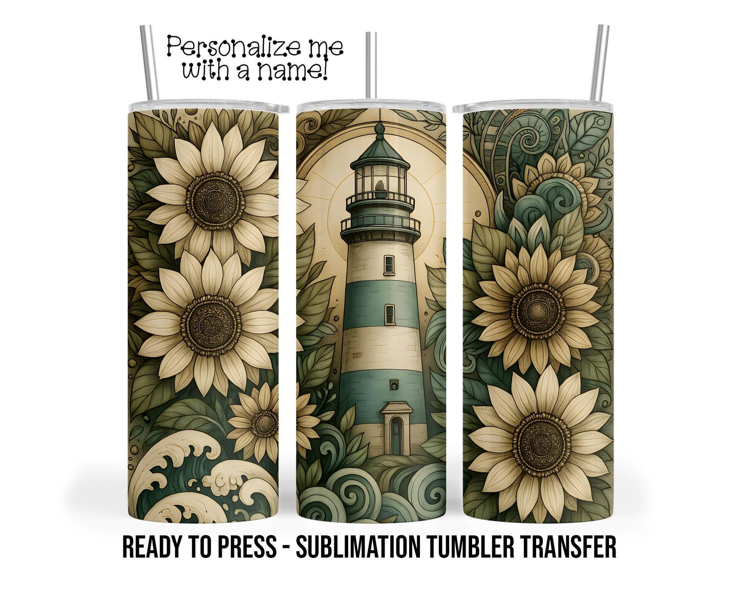 Lighthouse Sublimation Tumbler Transfer Print For 20 oz Tumbler - 30 oz  Tumbler - Ready To press - Heat Transfers
