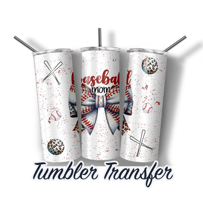 Baseball Bows Sublimation Transfer Print For 20oz Tumblers-30oz Tumblers Ready To press Transfers Ships Next Day