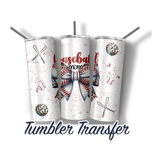 Baseball Bows Sublimation Transfer Print For 20oz Tumblers-30oz Tumblers Ready To press Transfers Ships Next Day