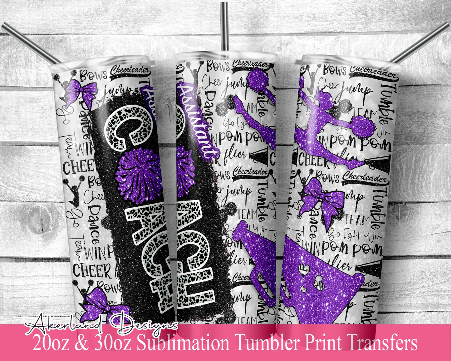 Purple Assistant Cheer COACH  Sublimation Transfer Print 20 oz -30 oz Tumbler - Ready To press - Heat Transfers
