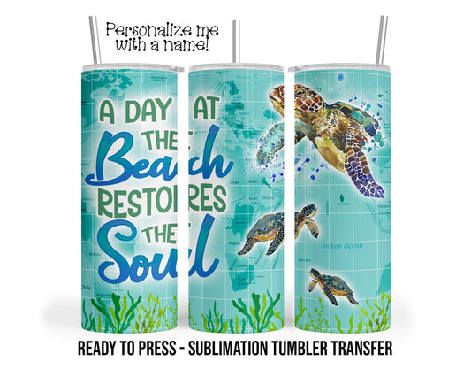Beach Sea Turtles Sublimation Tumbler Transfer Print For 20 oz Tumblers - 30 oz Tumblers - Ready To press - Heat Transfers SHIPS NEXT DAY