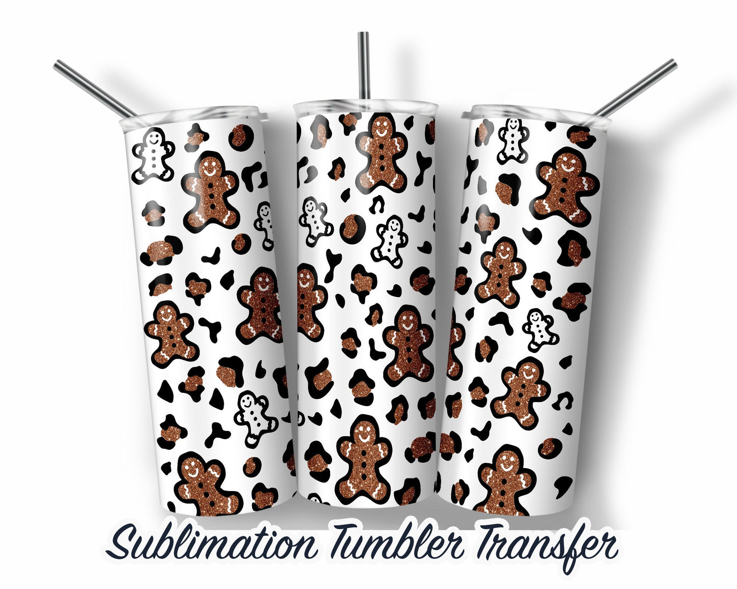 Gingerbread  Sublimation Transfer Print For 20 oz Tumbler - 30 oz Skinny Tumbler - Ready To press - Heat Transfers