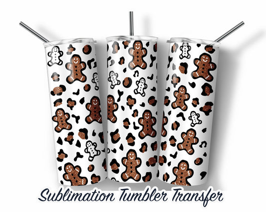 Gingerbread  Sublimation Transfer Print For 20 oz Tumbler - 30 oz Skinny Tumbler - Ready To press - Heat Transfers