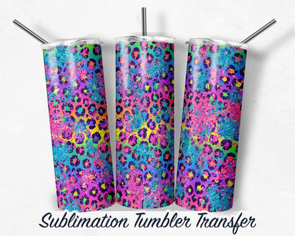 Rainbow Leopard  Sublimation Transfer Print For 20 oz Tumblers - 30 oz Tumblers - Ready To press - Heat Transfers SHIPS NEXT DAY