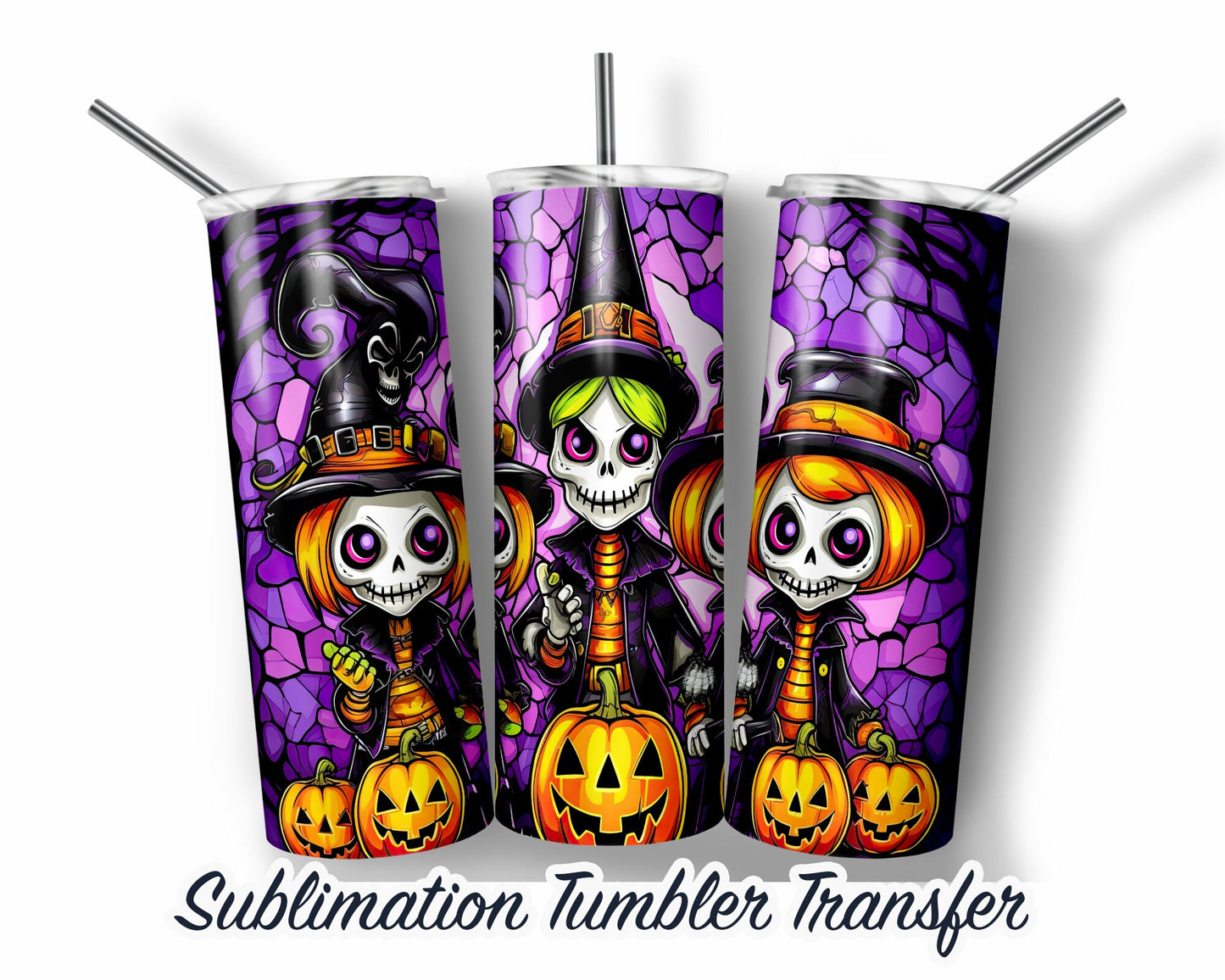Halloween  Sublimation Transfer Print For 20 oz - 30 oz Skinny Tumbler - Ready To Press