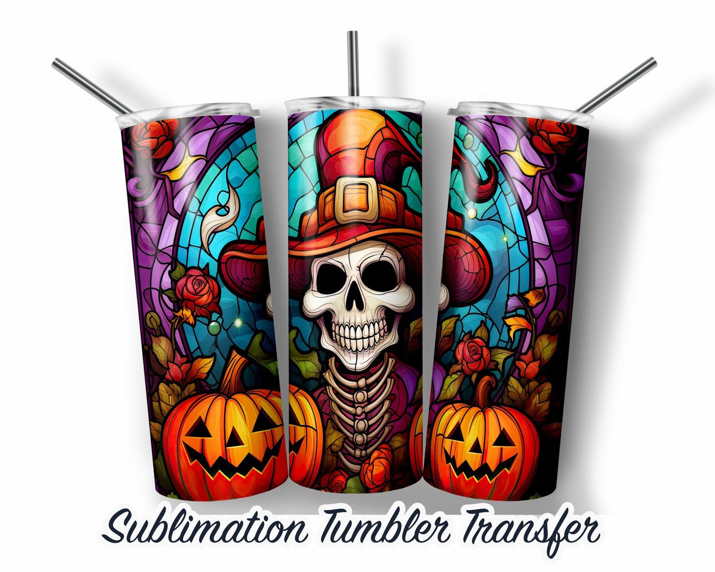 Halloween   Sublimation Transfer Print For 20 oz - 30 oz Skinny Tumbler - Ready To Press