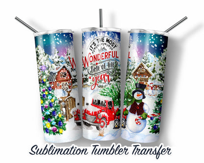 Christmas  Sublimation Transfer Print For 20 oz Tumbler - 30 oz Skinny Tumbler - Ready To press - Heat Transfers SHIPS NEXT DAY