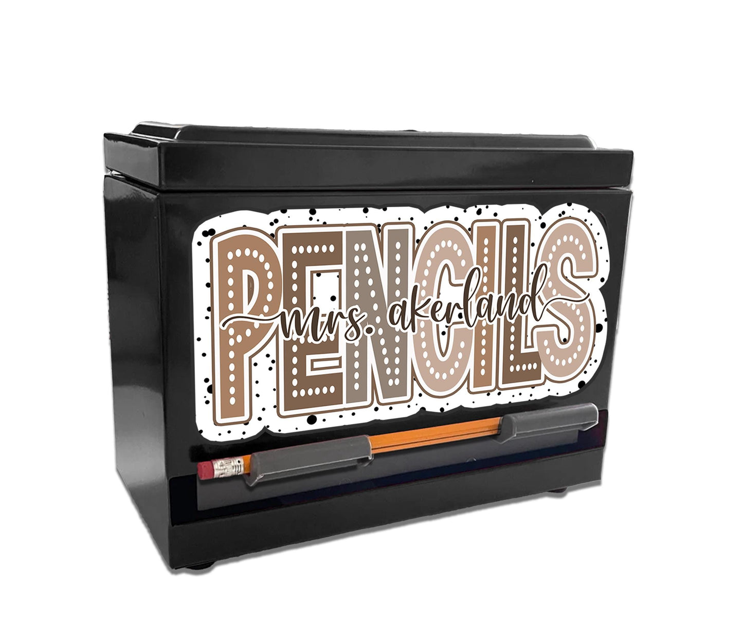 Custom Pencil Dispenser Vinyl Decal Personalized with a name, Waterproof Decal, Boho Theme, Teacher Appreciation Approx. 3.5x7.5 inches