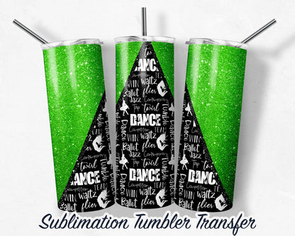 Green Dance -  Sublimation Transfer Print For 20 oz Tumbler - 30 oz Skinny Tumbler - Ready To press - Heat Transfers