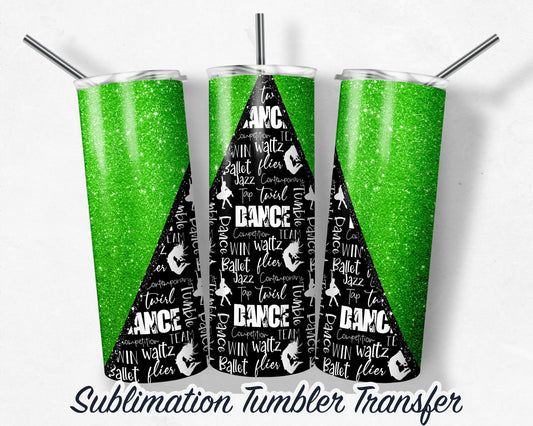 Green Dance -  Sublimation Transfer Print For 20 oz Tumbler - 30 oz Skinny Tumbler - Ready To press - Heat Transfers