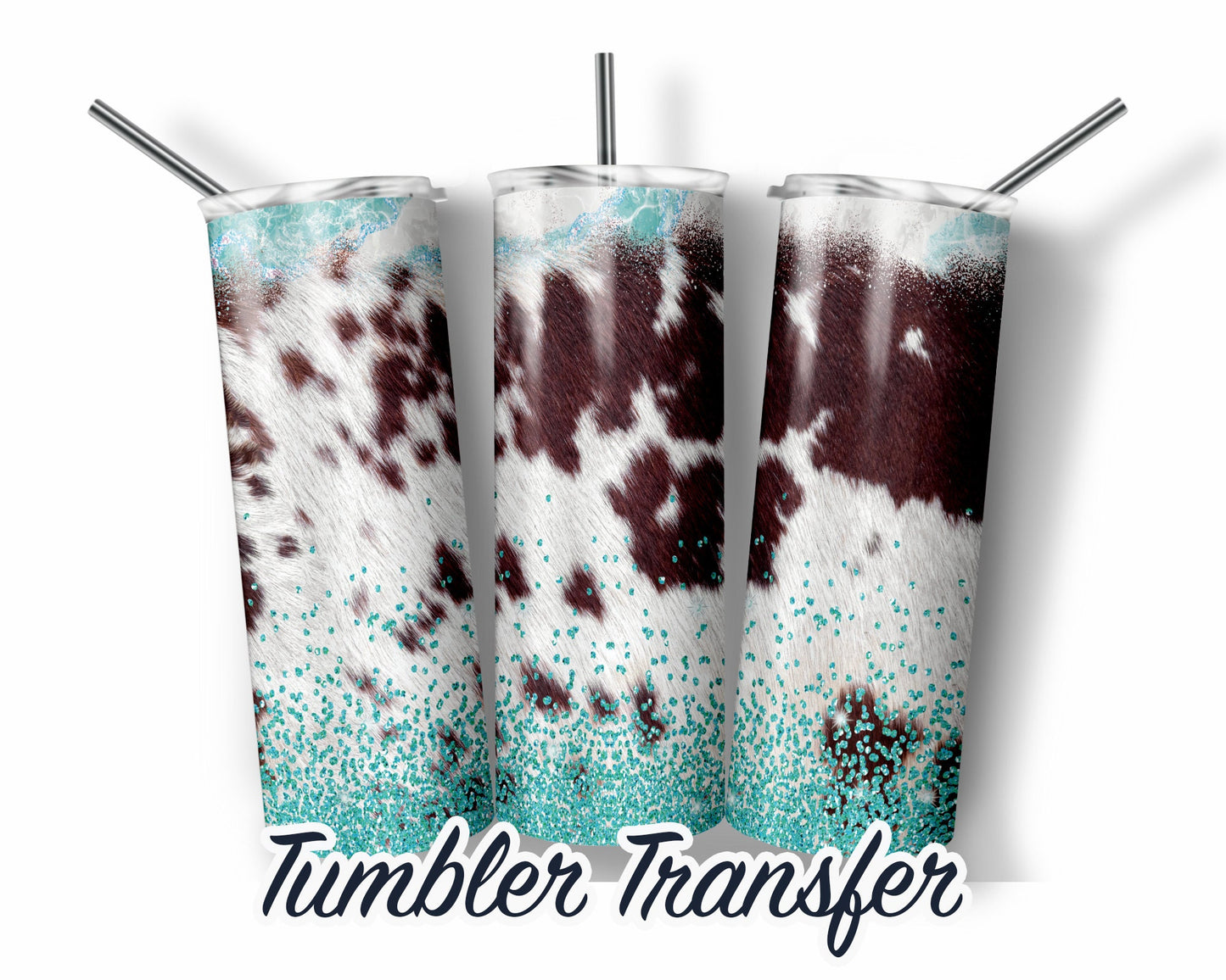 Cowhide  Sublimation Transfer Print 20 oz Skinny Tumbler - 30oz Skinny Tumbler - Ready To press - Heat Transfers SHIPS NEXT DAY