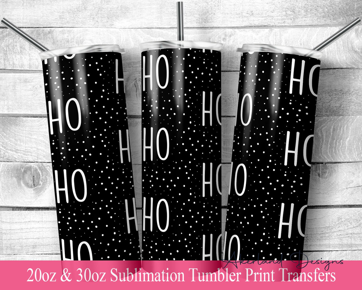 Mono Christmas Tumbler  Sublimation Transfer Print For 20 oz Tumbler - 30 oz Tumbler - Ready to Press - Heat Transfer