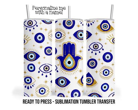 Sublimation Tumbler Transfer – Evil Eye Amulet Print for 20 oz & 30 oz Tumblers
