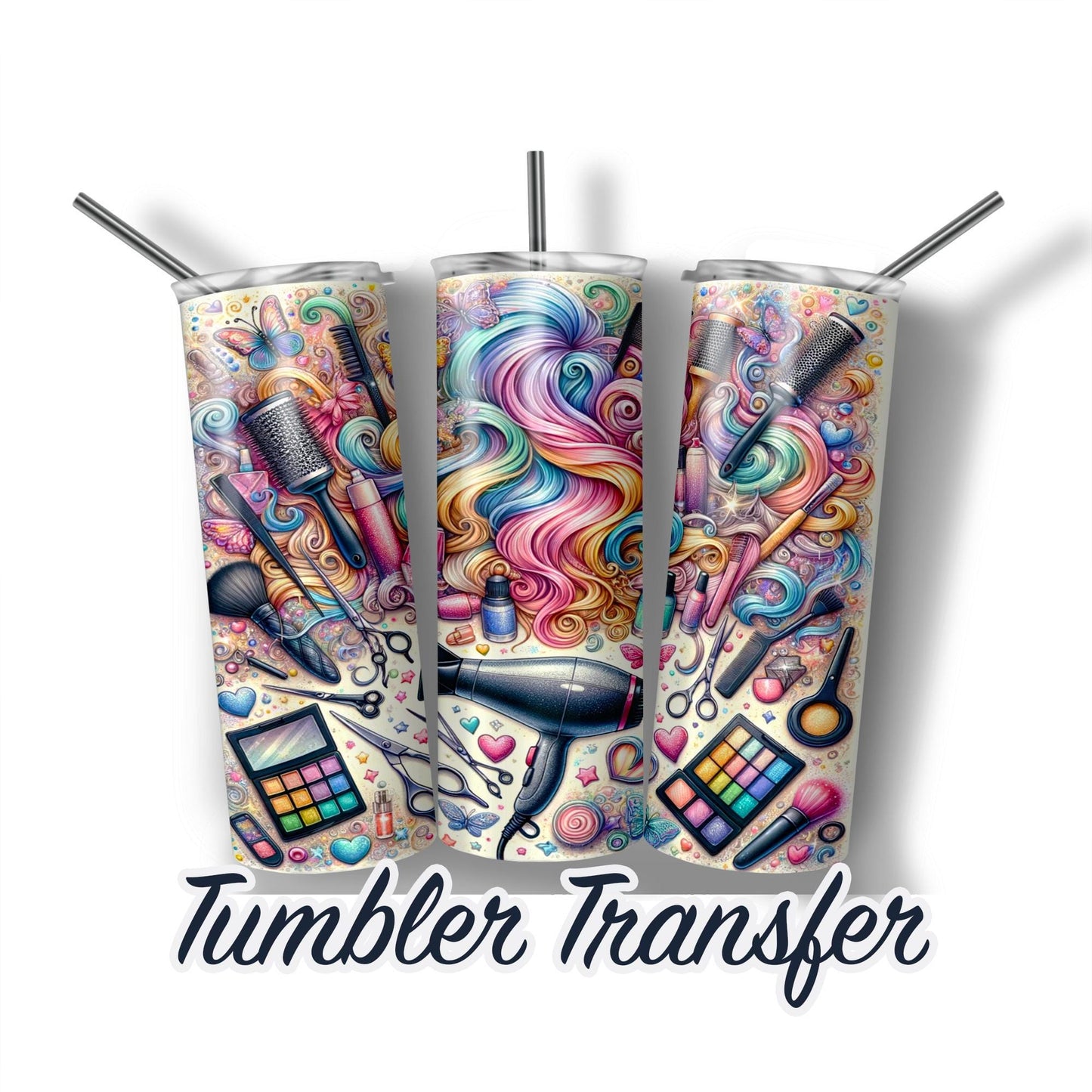 Hairstylist Sublimation Transfer Print For 20 oz Tumblers - 30 oz Tumblers - Ready To press - Heat Transfers Ships Next Day