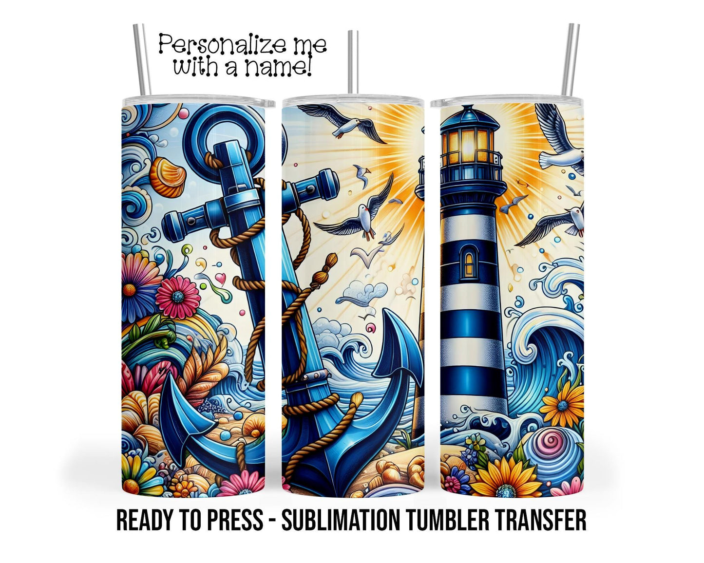 Lighthouse Sublimation Tumbler Transfer Print For 20 oz Tumbler - 30 oz  Tumbler - Ready To press - Heat Transfers