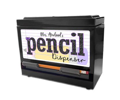 Lavender Pencil Dispenser Waterproof Vinyl Decal OR Magnetic Decal Personalized with a name, Pastel Pencil Theme, Teacher Appreciation Gift