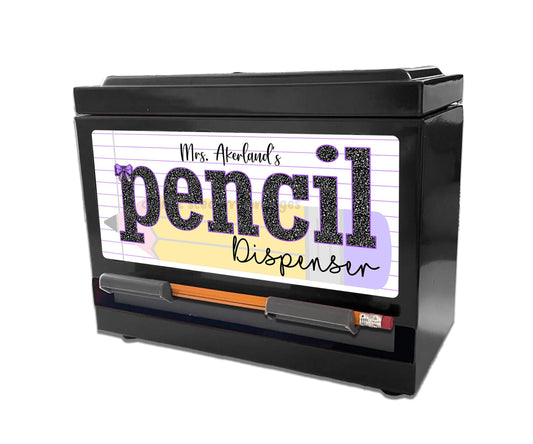 Lavender Pencil Dispenser Waterproof Vinyl Decal OR Magnetic Decal Personalized with a name, Pastel Pencil Theme, Teacher Appreciation Gift