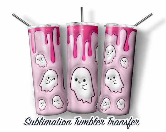 Halloween Ghosts Inflated Puff Effect Sublimation Transfer Print For 20 oz Tumbler - 30 oz Skinny Tumbler - Ready To press - Heat Transfers