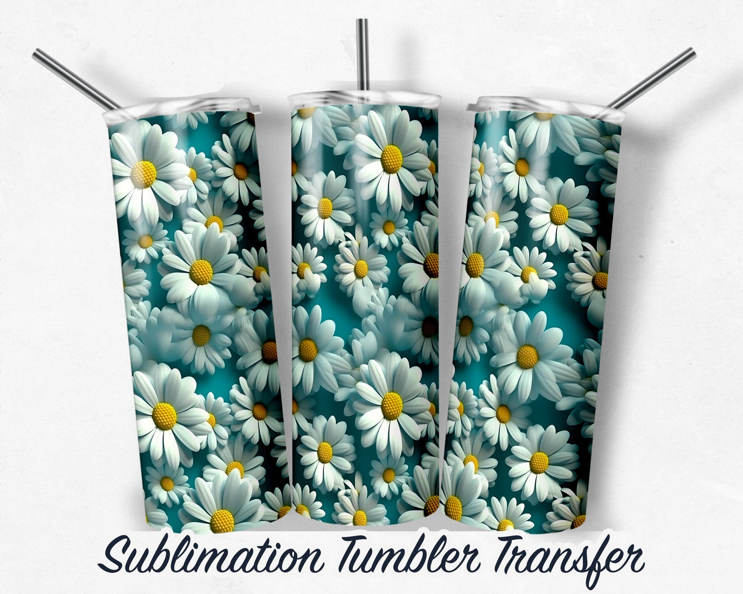 3D Floral  Sublimation Transfer Print 20 oz - 30 oz Skinny Tumbler - Ready to Press - Heat Transfers SHIPS NEXT DAY
