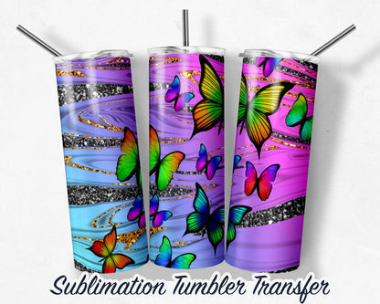 Butterflies -  Sublimation Transfer Print For 20oz Tumbler - 30 oz Tumbler - Ready To Press