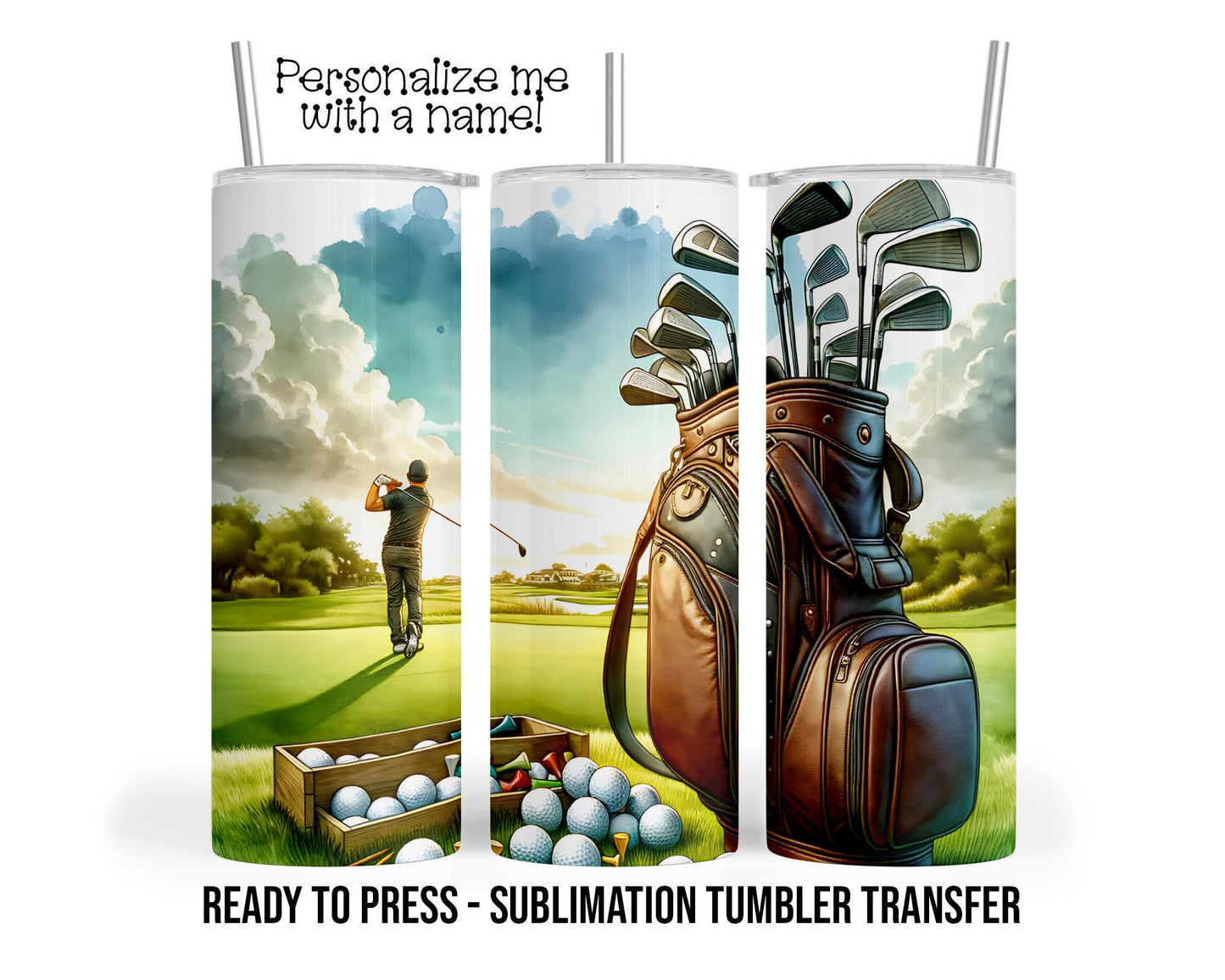 Golf Balls Sublimation Transfer Print For 20 oz Tumbler - 30 oz  Tumbler - Ready To press - Heat Transfers