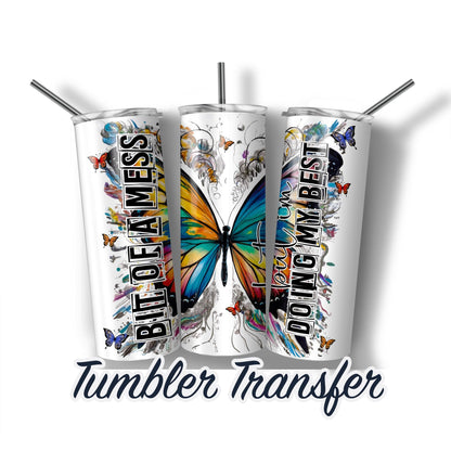 Butterflies  Sublimation Transfer Print For 20 oz Tumblers - 30 oz Tumblers - Ready To press - Heat Transfers  SHIPS NEXT DAY