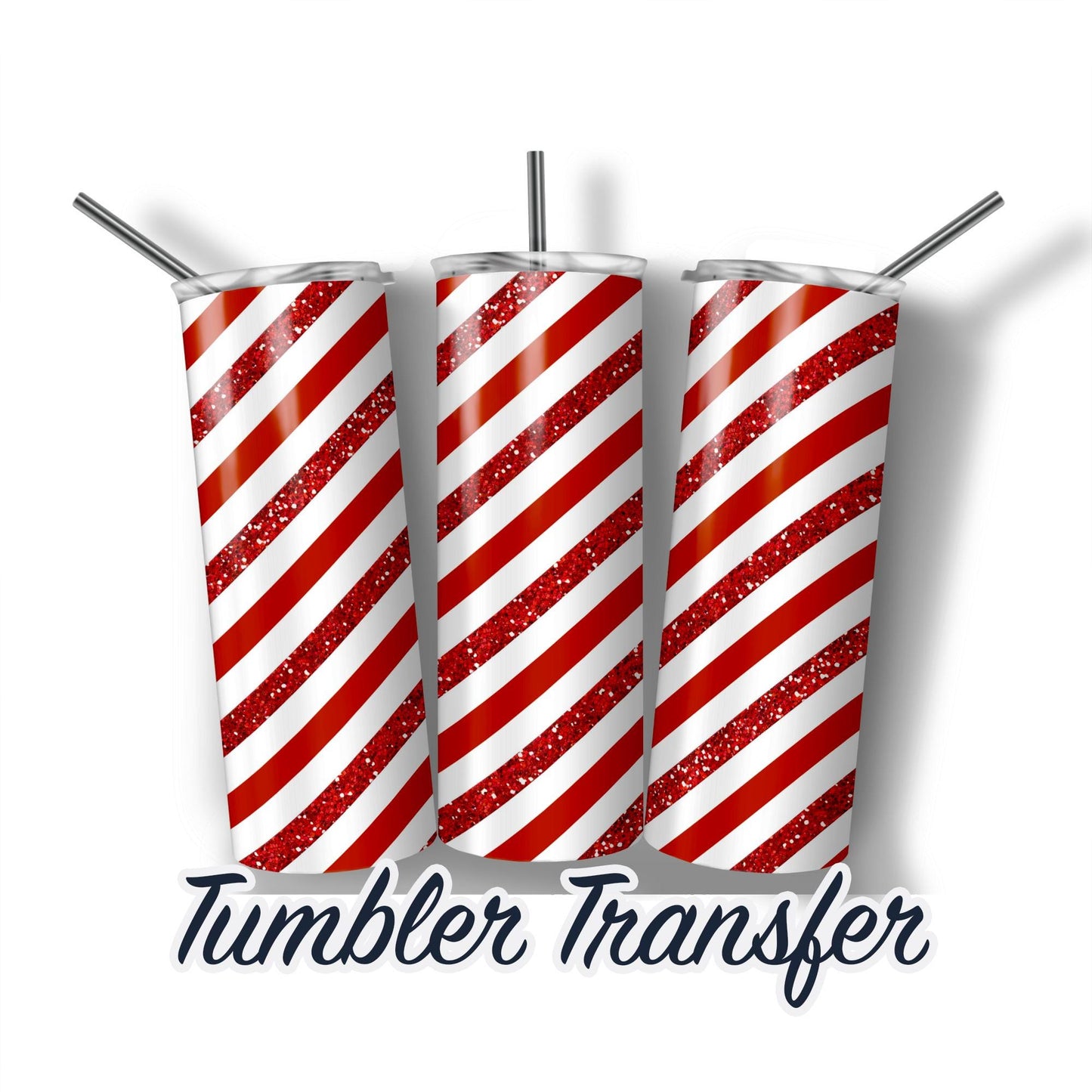 Red Candy Cane  Sublimation Transfer Print For 20 oz Tumblers - 30 oz Tumblers - Ready To press - Heat Transfers SHIPS NEXT DAY